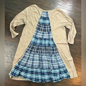 Altar’d stateTan and plaid dress. Size medium.  front plain and back plaid